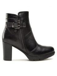 Lasocki Botki WB-TIZIANA-AW22-11 Czarny. Czarne botki Lasocki, bez wzorów, ze skóry, bez obcasa, na słupku, bez zapięcia. Za 229.99 zł.