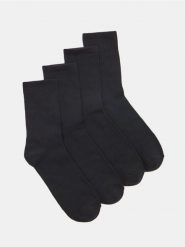 Prążkowane skarpetki 4 pack - czarny. Czarne skarpetki Sinsay, bez wzorów, prążkowane. Za 12.99 zł.
