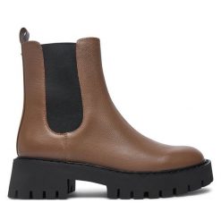 Sztyblety MICHAEL Michael Kors. Brązowe botki MICHAEL Michael Kors, bez wzorów, bez obcasa, na płaskiej podeszwie, bez zapięcia. Za 569.99 zł.