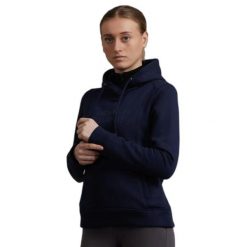 Kurtka dresowa do jazdy konnej z kapturem dla kobiet Premier Equine Lucia. Niebieskie kurtki PREMIER EQUINE, bez wzorów, z dresówki, sportowe, z kapturem. Za 294.00 zł.