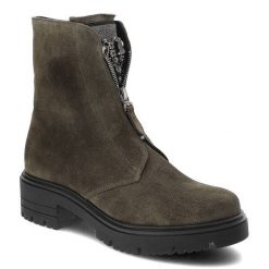 Zielone Botki Armodo Damskie Modne Obuwie. Zielone botki Armodo, bez wzorów, z nubiku, biznesowe, bez obcasa, bez zapięcia. Za 459.00 zł.