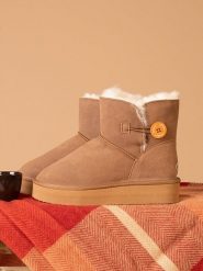 NICEBAY Skórzane botki zimowe "Fowl" w kolorze karmelowym rozmiar: 39. Brązowe botki NICEBAY, bez wzorów, z materiału, bez obcasa, na platformie, bez zapięcia. Za 286.16 zł.