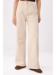 Trendyol Dżinsy - Comfort fit - w kolorze beżowym rozmiar: 36. Brązowe jeansy Trendyol, bez wzorów, z bawełny, klasyczne, z podwyższonym stanem. Za 113.95 zł.