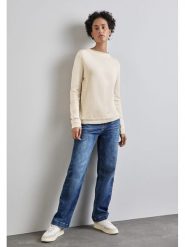 Street One Sweter w kolorze kremowym rozmiar: 44. Brązowe swetry Street One, bez wzorów, ze splotem, street, bez ramiączek. Za 114.17 zł.