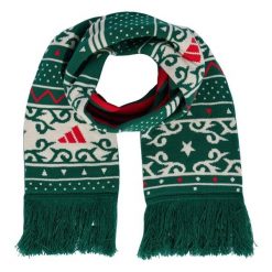 Szalik z grafiką bożonarodzeniową. Białe szaliki i kominy adidas, bez wzorów, z dzianiny, eleganckie. Za 139.00 zł.