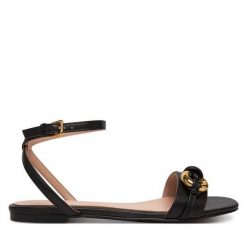 Sandały Coccinelle. Czarne sandały Coccinelle, bez wzorów, bez obcasa, na płaskiej podeszwie, bez zapięcia. Za 849.99 zł.