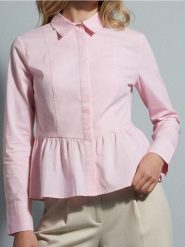 Koszula z krytą plisą i falbaną - różowy. Czerwone koszule Sinsay, l, bez wzorów, bez kołnierzyka, bez ramiączek. Za 49.99 zł.