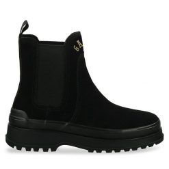 Sztyblety Gant. Czarne botki Gant, bez wzorów, bez obcasa, na płaskiej podeszwie, bez zapięcia. Za 399.99 zł.