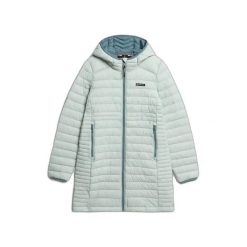 Damska kurtka z kapturem Superdry Fuji Lite Wave. Szare kurtki Superdry, bez wzorów, z puchu, z kapturem. Za 553.00 zł.