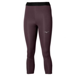Damskie legginsy 3/4 Mizuno Core Impulse. Fioletowe legginsy Mizuno, z aplikacjami, z materiału, sportowe. Za 217.00 zł.