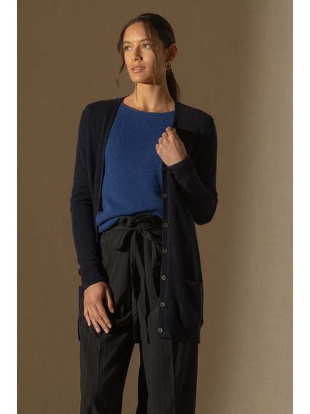 Perfect Cashmere Kaszmirowy kardigan "Pearl" w kolorze czarnym rozmiar: XXL. Niebieskie swetry Perfect Cashmere, xxl, bez wzorów, z kaszmiru, bez ramiączek. Za 490.45 zł.