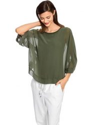 Heine Bluzka w kolorze khaki rozmiar: 34. Brązowe bluzki Heine, bez wzorów, bez kołnierzyka, bez ramiączek. Za 126.99 zł.