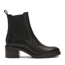 Botki Kazar. Czarne botki Kazar, bez wzorów, bez obcasa, na słupku, bez zapięcia. Za 489.00 zł.