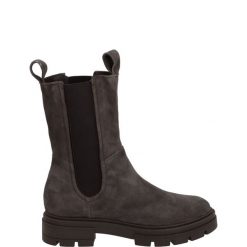 SZTYBLETY Z WYSOKĄ CHOLEWKĄ M79203 SHADOW. Botki Venezia, bez wzorów, ze skóry, przed kolano, bez obcasa, bez zapięcia. Za 249.00 zł.