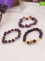L'Atelier de Gaia Bransoletki (3 szt.) rozmiar: onesize. Różowe bransoletki L'Atelier de Gaia, z ametystem, z mosiądzu. Za 119.95 zł.