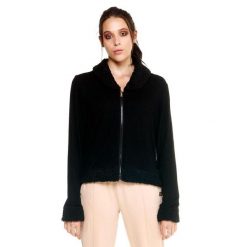 Bluza miękka z wełna z kaptur na co dzień. Czarne bluzy LEONE 1947 APPAREL, bez wzorów, z poliesteru, sportowe, bez ramiączek, bez kaptura. W wyprzedaży za 191.56 zł.