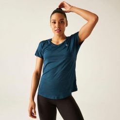 Koszulka sportowa z krótkim rękawem damska Vigilant. Niebieskie t-shirty sportowe Dare 2b, bez wzorów, ze skóry, bez ramiączek, na fitness i siłownię. Za 119.50 zł.