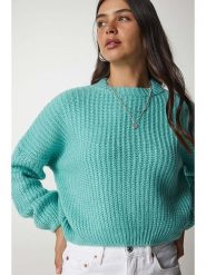 Happiness Istanbul Sweter w kolorze turkusowym rozmiar: onesize. Niebieskie swetry Happiness Istanbul, bez wzorów, ze splotem, bez ramiączek. Za 82.64 zł.