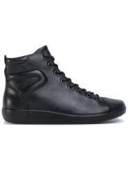 ECCO Botki Soft 2.0 20652356723 Czarny. Czarne botki ECCO, bez wzorów, ze skóry, bez obcasa, na płaskiej podeszwie, bez zapięcia. Za 369.99 zł.