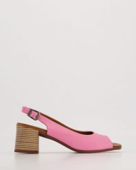 RÓŻOWE SANDAŁY 130284 FUXIA. Czerwone sandały Venezia, bez wzorów, ze skóry, bez obcasa, bez zapięcia. Za 259.00 zł.