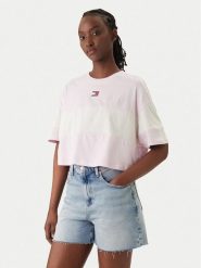 Tommy Jeans T-Shirt Badge Colour-Blocked DW0DW18706 Różowy Oversize. Czerwone t-shirty Tommy Jeans, xl, bez wzorów, z bawełny, bez kołnierzyka, bez ramiączek. Za 189.99 zł.