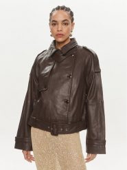 Herskind Kurtka skórzana Luelle 5154131 Brązowy Regular Fit. Brązowe kurtki Herskind, bez wzorów, ze skóry, bez kaptura. Za 2,879.00 zł.