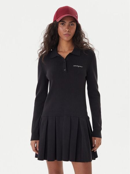 Tommy Jeans Sukienka dzianinowa Script DW0DW22464 Czarny Regular Fit. Czarne sukienki Tommy Jeans, xl, bez wzorów, z bawełny, bez kołnierzyka, bez ramiączek. Za 489.99 zł.