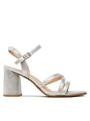 JENNY Sandały Sophia WYL3402-6 Srebrny. Szare sandały Jenny, bez wzorów, z materiału, bez obcasa, na słupku, bez zapięcia. Za 129.99 zł.