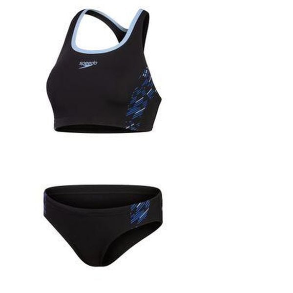 Strój kąpielowy dwuczęściowy damski Speedo Placement 2 Piece. Czarne bikini Speedo, bez wzorów, sportowe. Za 200.00 zł.