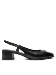 Tory Burch Sandały 160284 Czarny. Czarne sandały Tory Burch, bez wzorów, ze skóry, bez obcasa, na słupku, bez zapięcia. Za 1,499.00 zł.