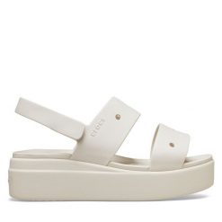 Sandały Crocs. Brązowe sandały Crocs, bez wzorów, bez obcasa, na płaskiej podeszwie, bez zapięcia. Za 259.99 zł.