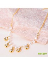 Atelier MIU Pozłacany naszyjnik z perłami i cyrkoniami - dł. 42 cm rozmiar: onesize. Białe naszyjniki atelier MIU, z materiału, z cyrkonią, pozłacane. Za 39.99 zł.