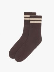 Brązowe skarpety z paskami SKARPETY. Brązowe skarpetki Ryłko, bez wzorów, z bawełny. Za 24.99 zł.