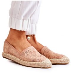 S.Barski Klasyczne Damskie Espadryle Ażurowe Nude Catris beżowy. Brązowe espadryle z aplikacjami, klasyczne, z okrągłym noskiem, bez obcasa. Za 125.58 zł.