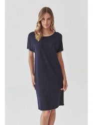 TATUUM Sukienka w kolorze granatowym rozmiar: S. Niebieskie sukienki Tatuum, na co dzień, s, bez wzorów, bez kołnierzyka, bez ramiączek, midi, proste. Za 100.75 zł.