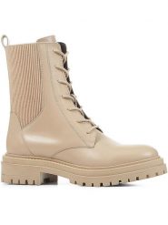 Geox Skórzane botki "Iridea" w kolorze beżowym rozmiar: 40. Brązowe botki Geox, bez wzorów, z materiału, eleganckie, bez obcasa, bez zapięcia. Za 293.75 zł.