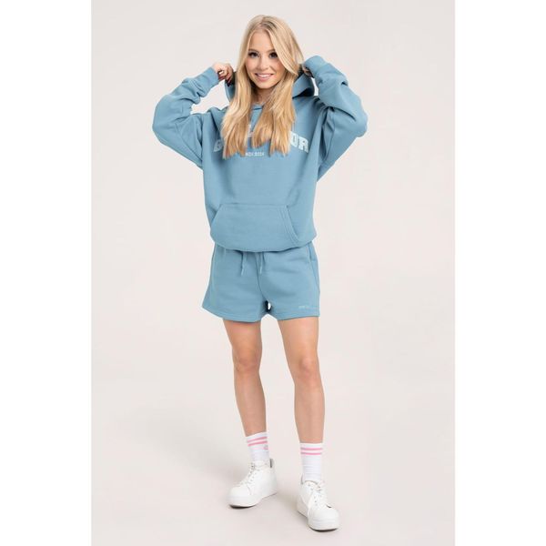 Spodenki fitness damskie Gym Glamour dresowe. Czarne szorty sportowe GYM GLAMOUR, bez wzorów, z dresówki, na fitness i siłownię. Za 139.99 zł.