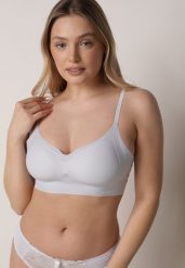 Niebieski Bezszwowy Biustonosz Bez Fiszbin z Elastycznego Materiału Edalith. Niebieskie biustonosze Born2be, bez wzorów. Za 29.99 zł.