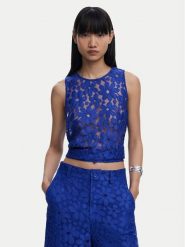 Desigual Top Tanatos 25SWBW25 Niebieski Slim Fit. Niebieskie topy Desigual, xl, bez wzorów, z syntetyku, bez kołnierzyka, bez ramiączek. Za 199.99 zł.