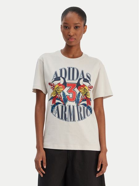 Adidas T-Shirt Farm Rio Graphic KD4641 Écru Regular Fit. T-shirty adidas, xl, bez wzorów, z bawełny, bez kołnierzyka, bez ramiączek. Za 149.99 zł.
