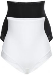 Figi panty shape (2 pary), lekki stopień modelowania sylwetki. Czarne bielizna modelująca bonprix, bez wzorów, z bawełny. Za 84.99 zł.
