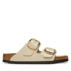 Klapki Birkenstock. Brązowe klapki Birkenstock, bez wzorów, bez obcasa, bez zapięcia. Za 719.99 zł.