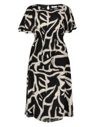 S.Oliver Sukienka w kolorze czarno-beżowym rozmiar: 40. Brązowe sukienki S.Oliver, s, bez wzorów, z wiskozy, bez kołnierzyka, bez ramiączek, midi. Za 147.91 zł.