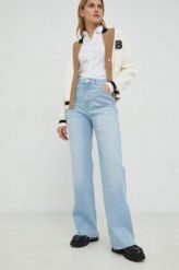BOSS jeansy Marlene damskie high waist. Niebieskie jeansy Boss, bez wzorów, z jeansu, z podwyższonym stanem. Za 729.99 zł.