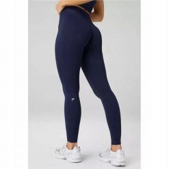 FABLETICS Damskie Legginsy Sportowe Wysoki Stan No-Seam PureLuxe. Niebieskie legginsy sportowe FABLETICS, l, bez wzorów, z elastanu, z podwyższonym stanem, na fitness i siłownię. Za 299.99 zł.