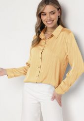 Beżowa Koszula o Klasycznym Fasonie Zapinana na Guziki Dlinesta. Brązowe koszule Born2be, l, bez wzorów, z jeansu, eleganckie, bez kołnierzyka, bez ramiączek. Za 129.99 zł.