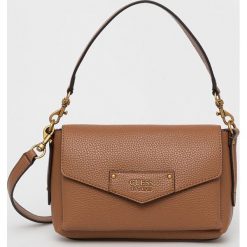 Guess torebka kolor brązowy. Brązowe listonoszki Guess, z aplikacjami, z włókna, na ramię, bez dodatków. Za 579.99 zł.