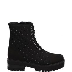 CZARNE BOTKI 25219700 BLACK. Czarne botki Venezia, bez wzorów, z nubiku, bez obcasa, bez zapięcia. Za 199.00 zł.