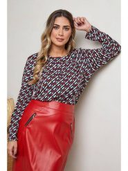 Plus Size Company Bluzka "Acoza" w kolorze granatowo-czerwonym rozmiar: 50. Czerwone bluzki Plus Size Company, plus size, bez wzorów, klasyczne, bez kołnierzyka, plus size, bez ramiączek. Za 88.02 zł.