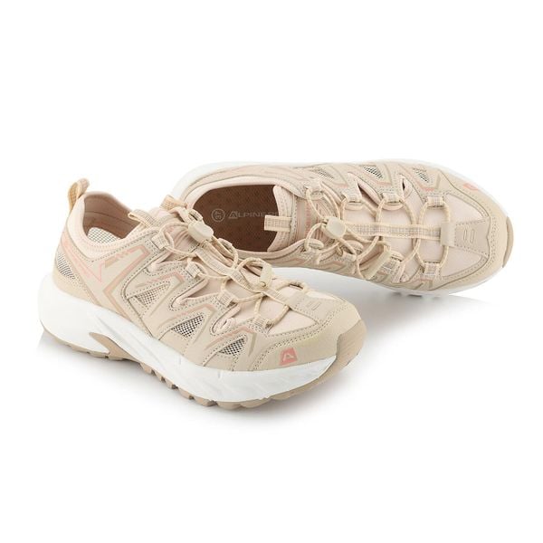 Buty terenowe letnie damskie Alpine Pro Gerote. Brązowe buty trekkingowe Alpine Pro, w ażurowe wzory, z materiału, bez zapięcia, trekkingowe. Za 209.00 zł.